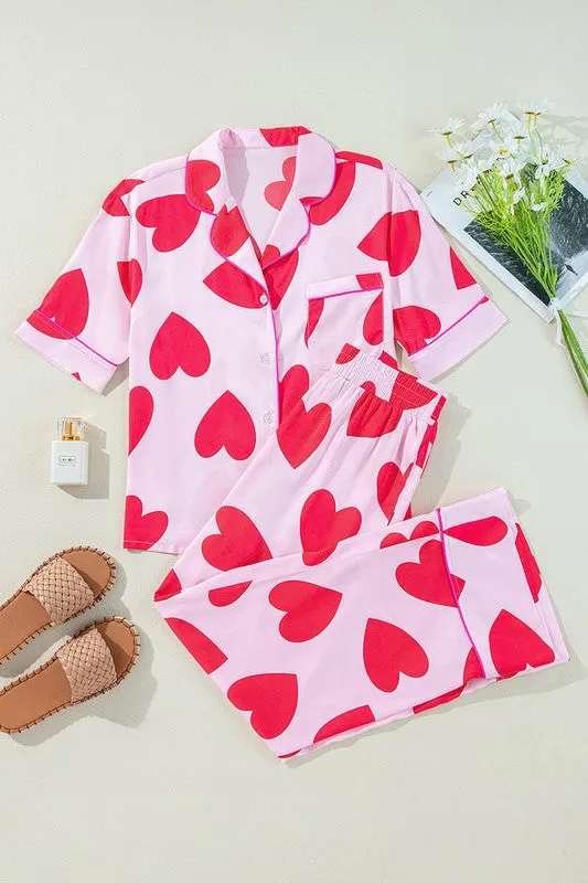 Love Heart Valentines Pajamas Set