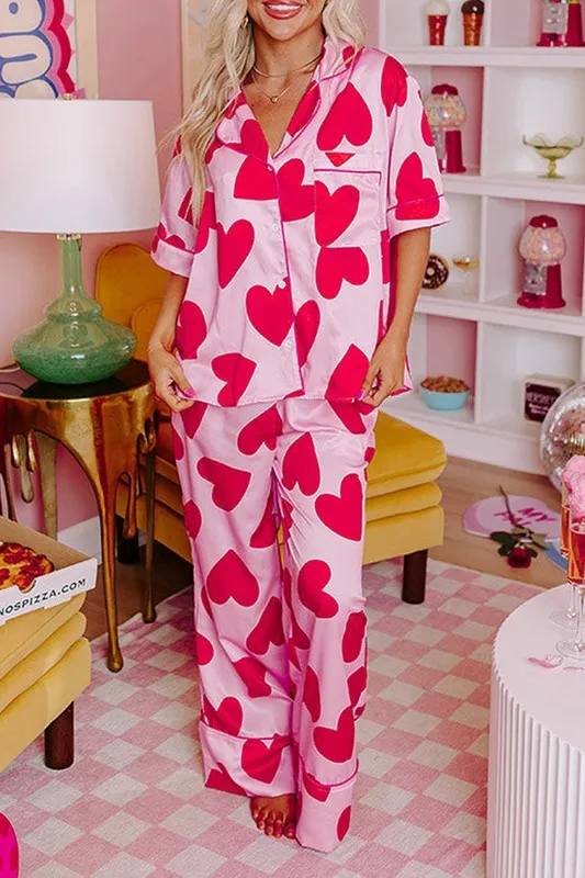 Love Heart Valentines Pajamas Set