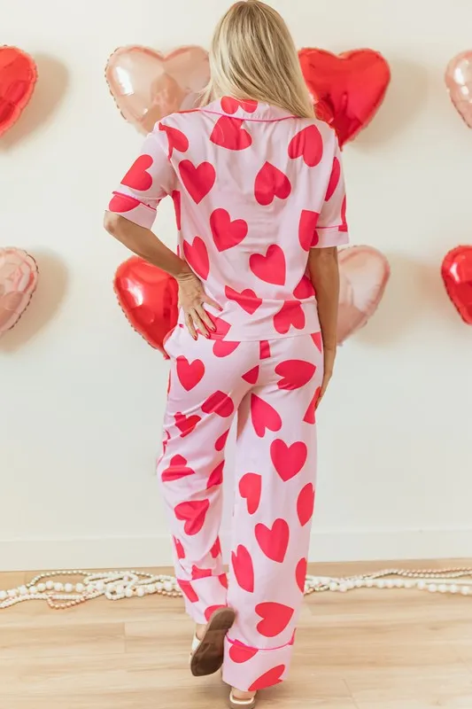 Love Heart Valentines Pajamas Set