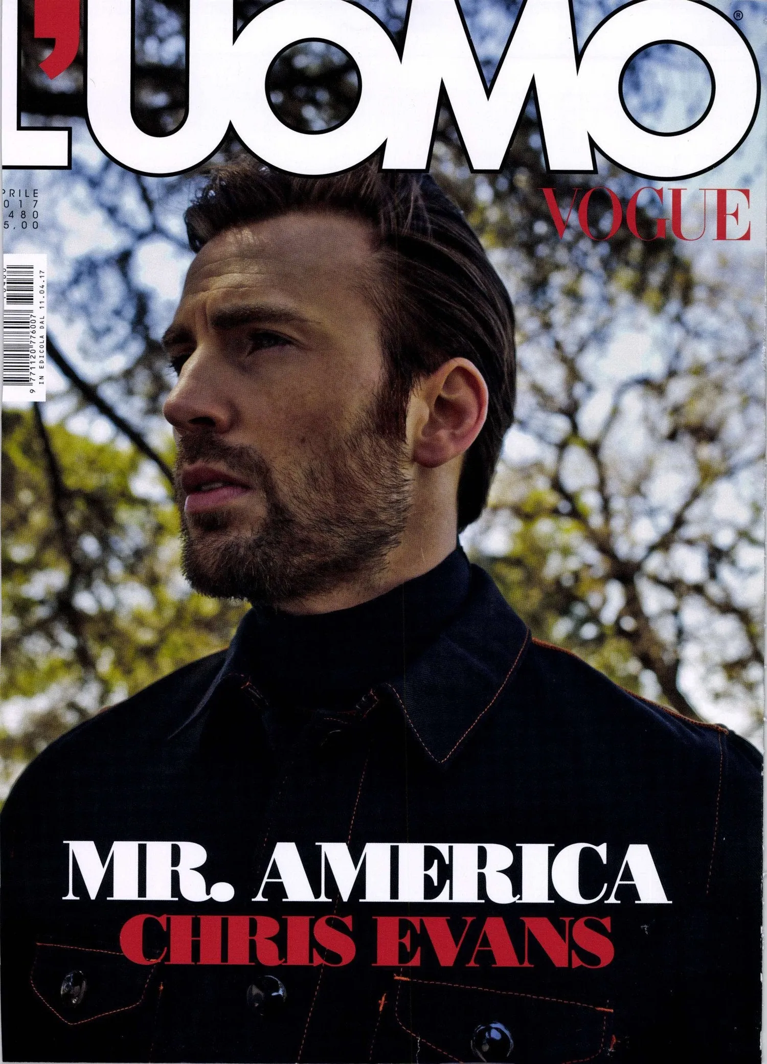 L'UOMO VOGUE Magazine April 2017 CHRIS EVANS Pedro Almodovar AYMELINE VALADE