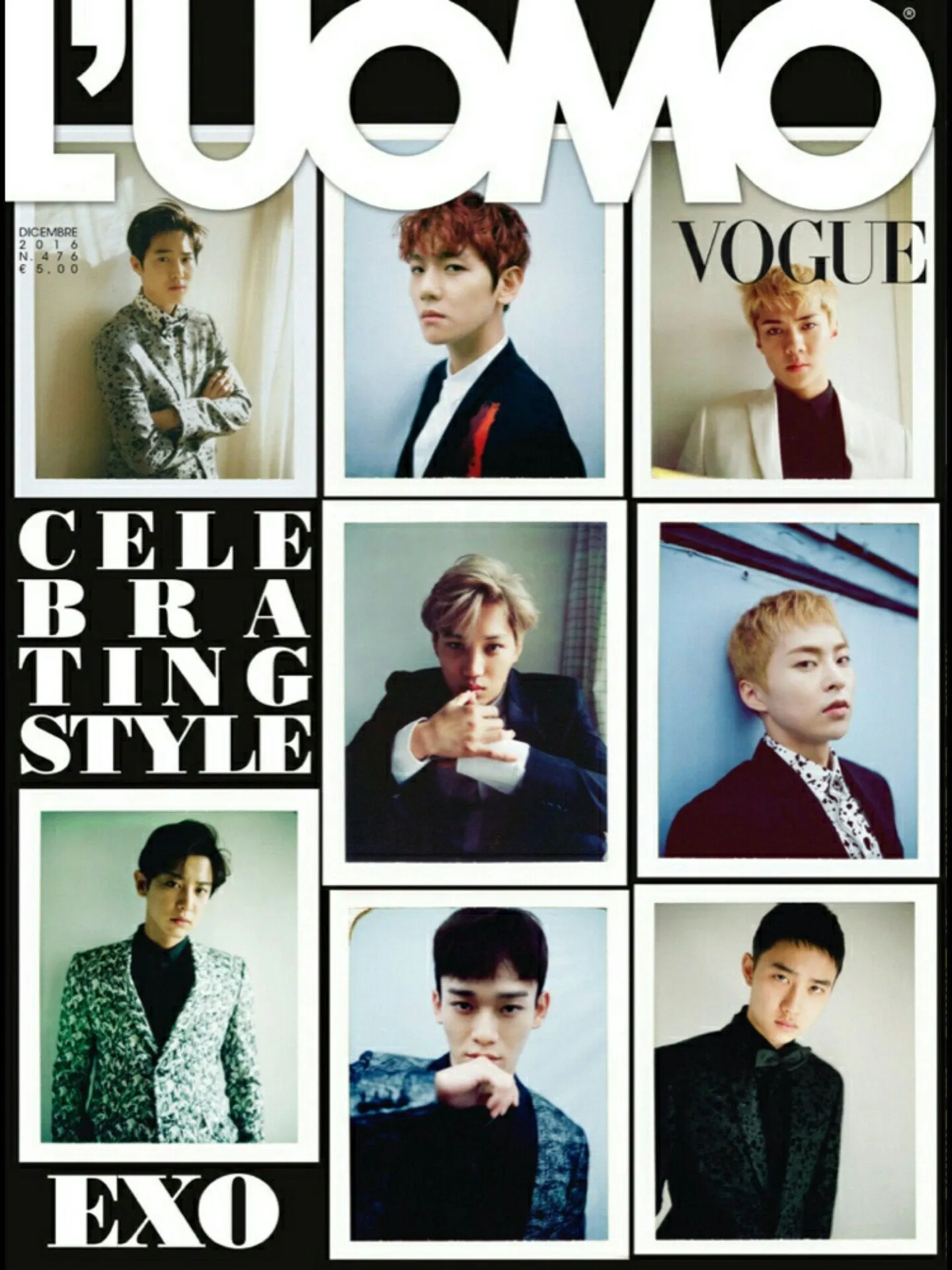 L'UOMO VOGUE Magazine December 2016 EXO Saul Nanni MISHA Staz Lindes JAMES MCAVOY