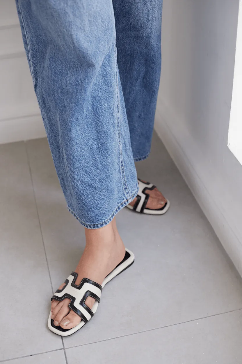 Mallorca H Flats - Black-Beige