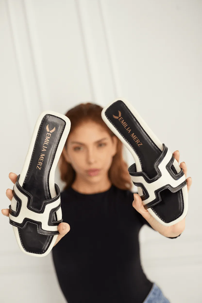 Mallorca H Flats - Black-Beige