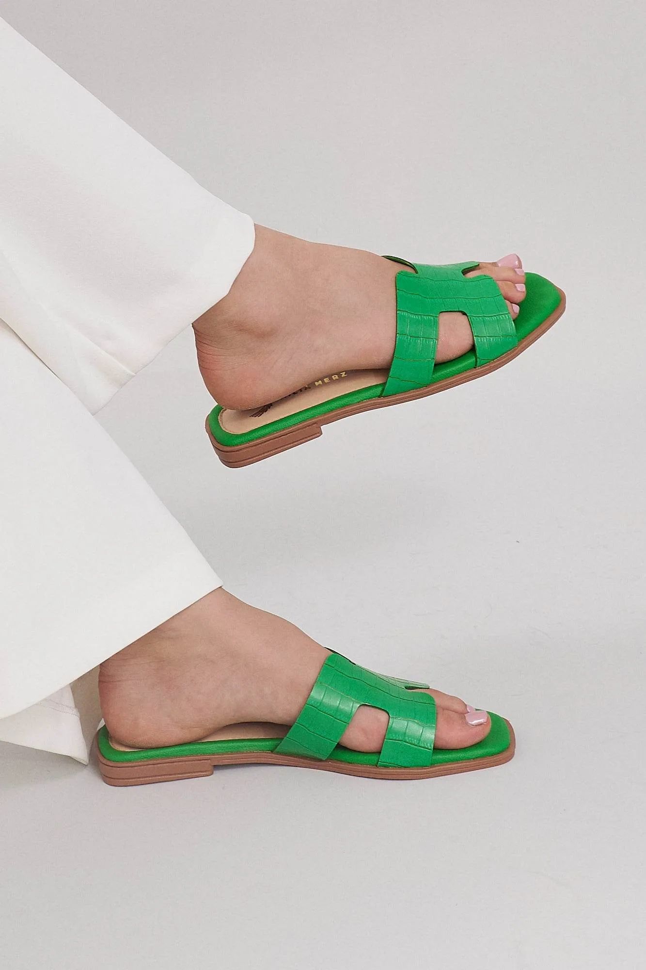 Mallorca H Flats - Croco Green