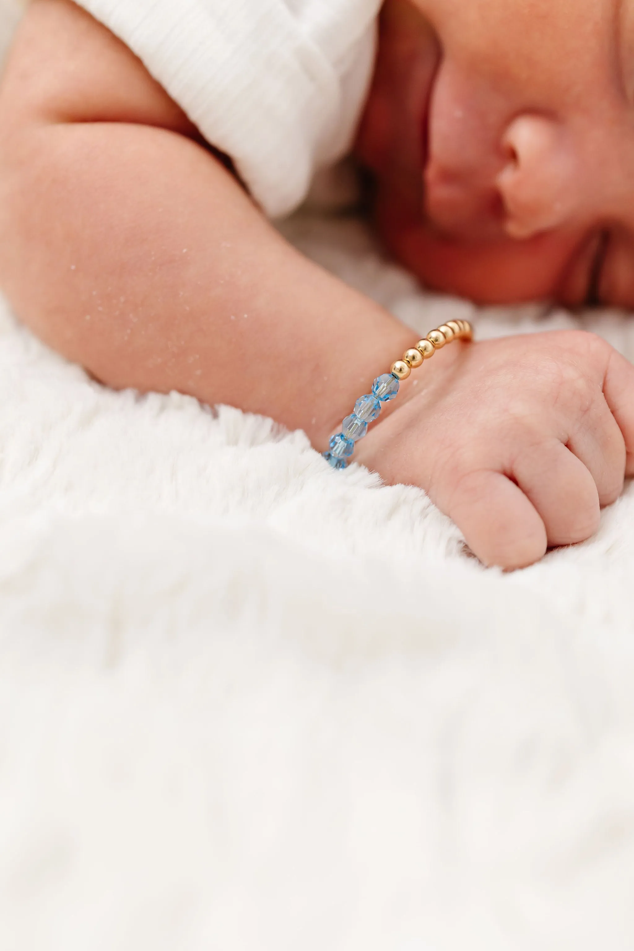March Birthstone Mom   Mini Bracelet Set (3MM   4MM Beads)