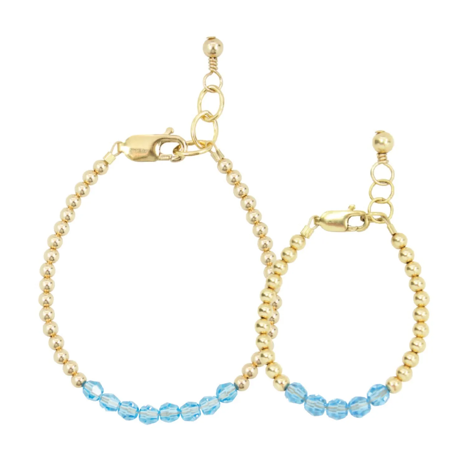 March Birthstone Mom   Mini Bracelet Set (3MM   4MM Beads)