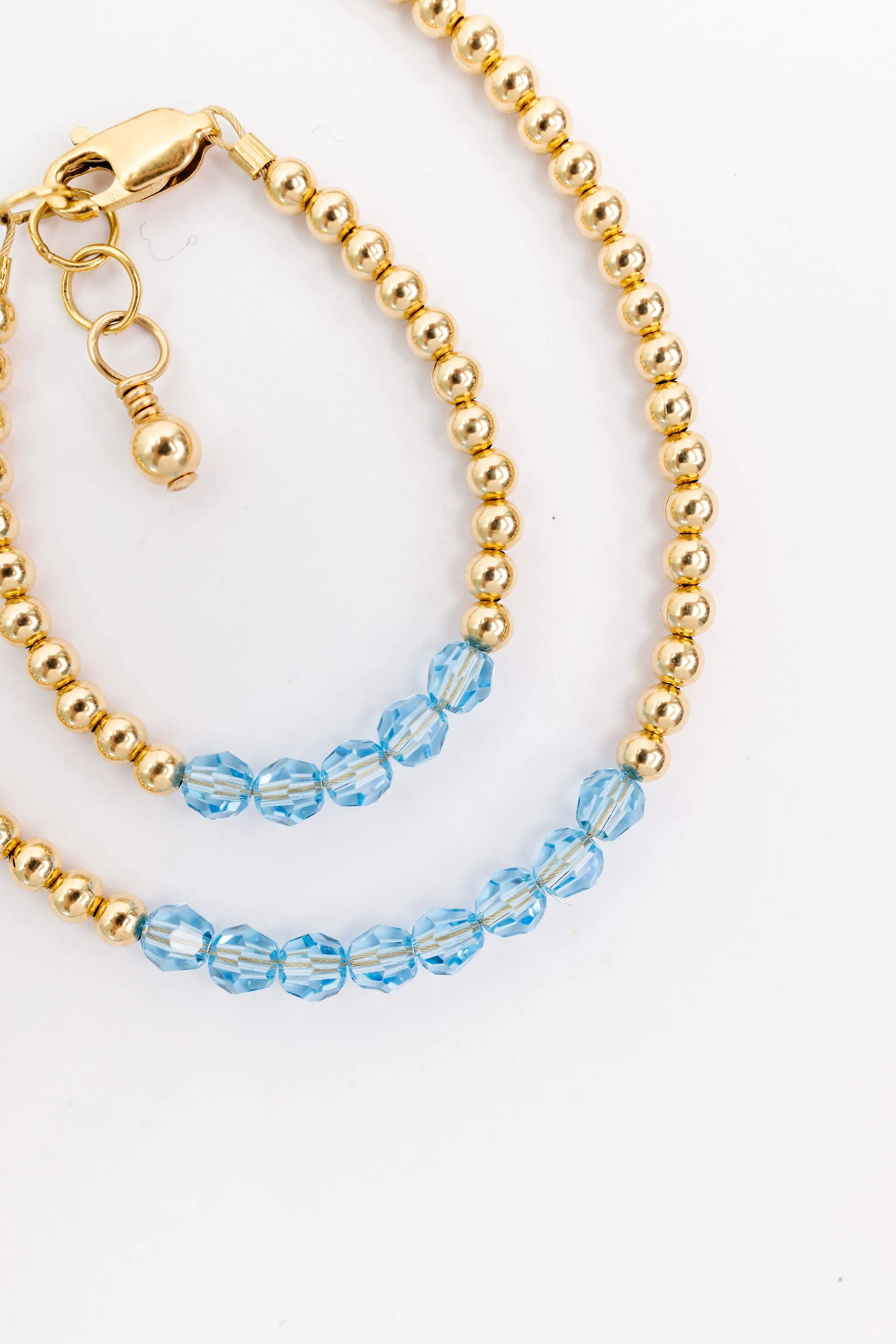 March Birthstone Mom   Mini Bracelet Set (3MM   4MM Beads)