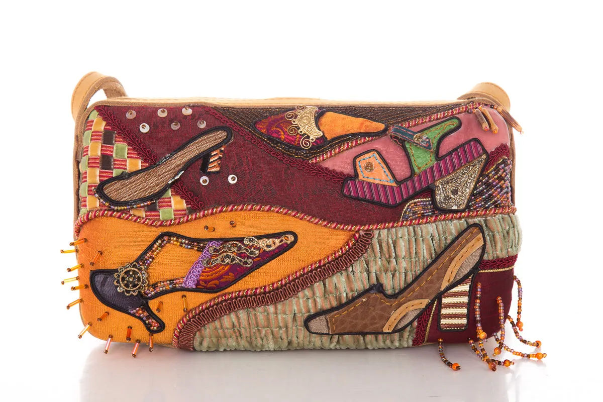Mary Frances Multcolor Printed Embellished Shoulder Bag