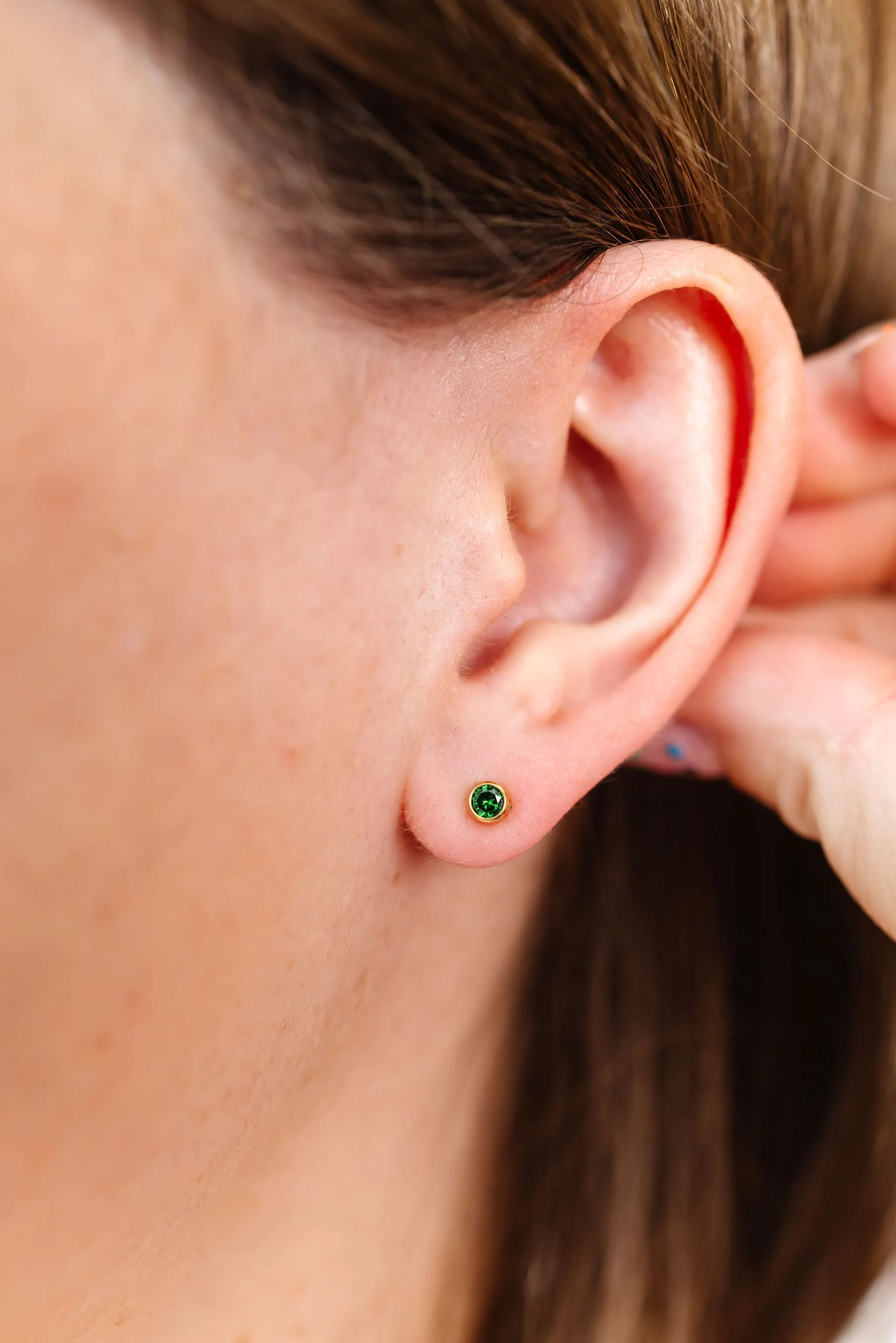 May Birthstone Stud Earrings