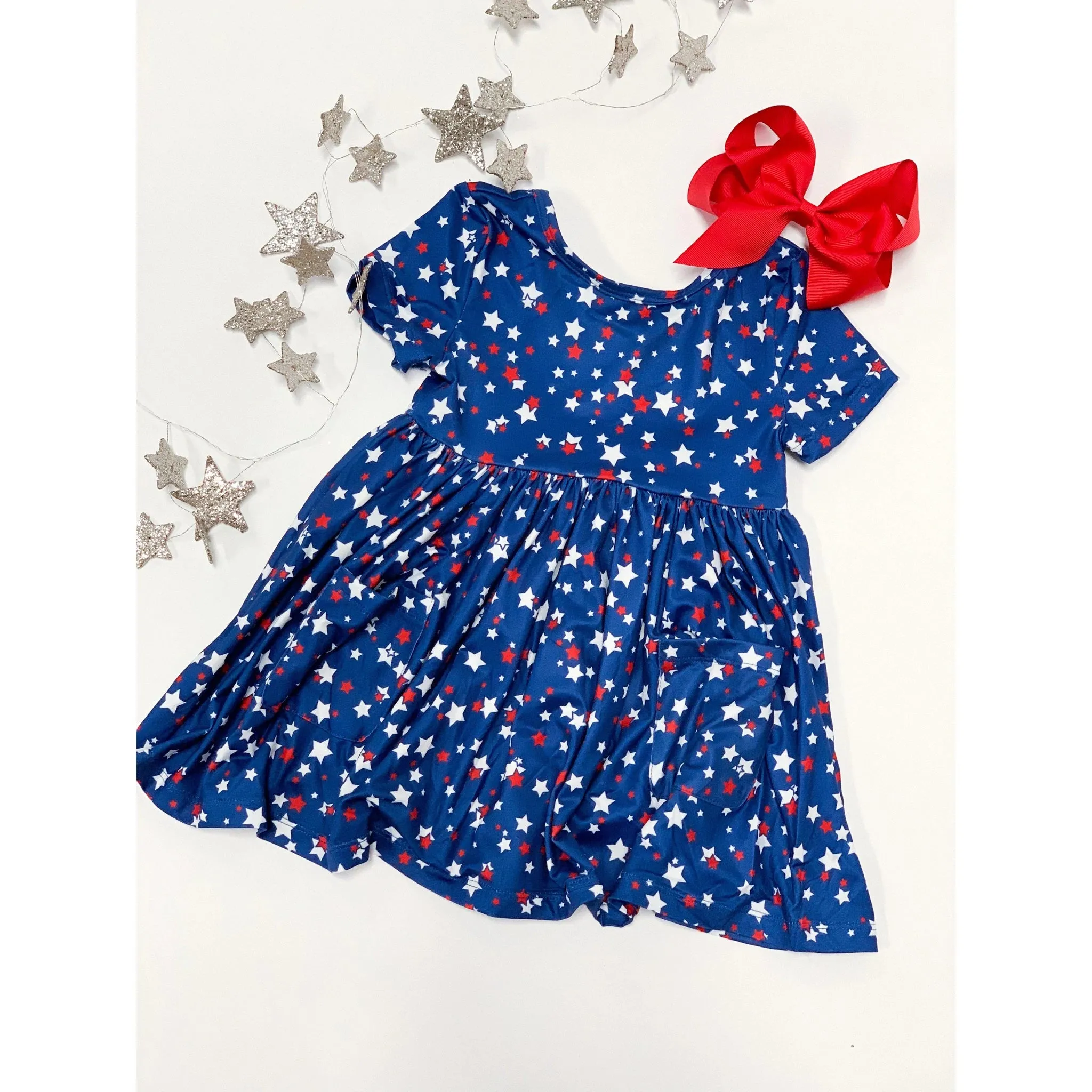 Mila & Rose Star Bright S/S Pocket Twirl Dress