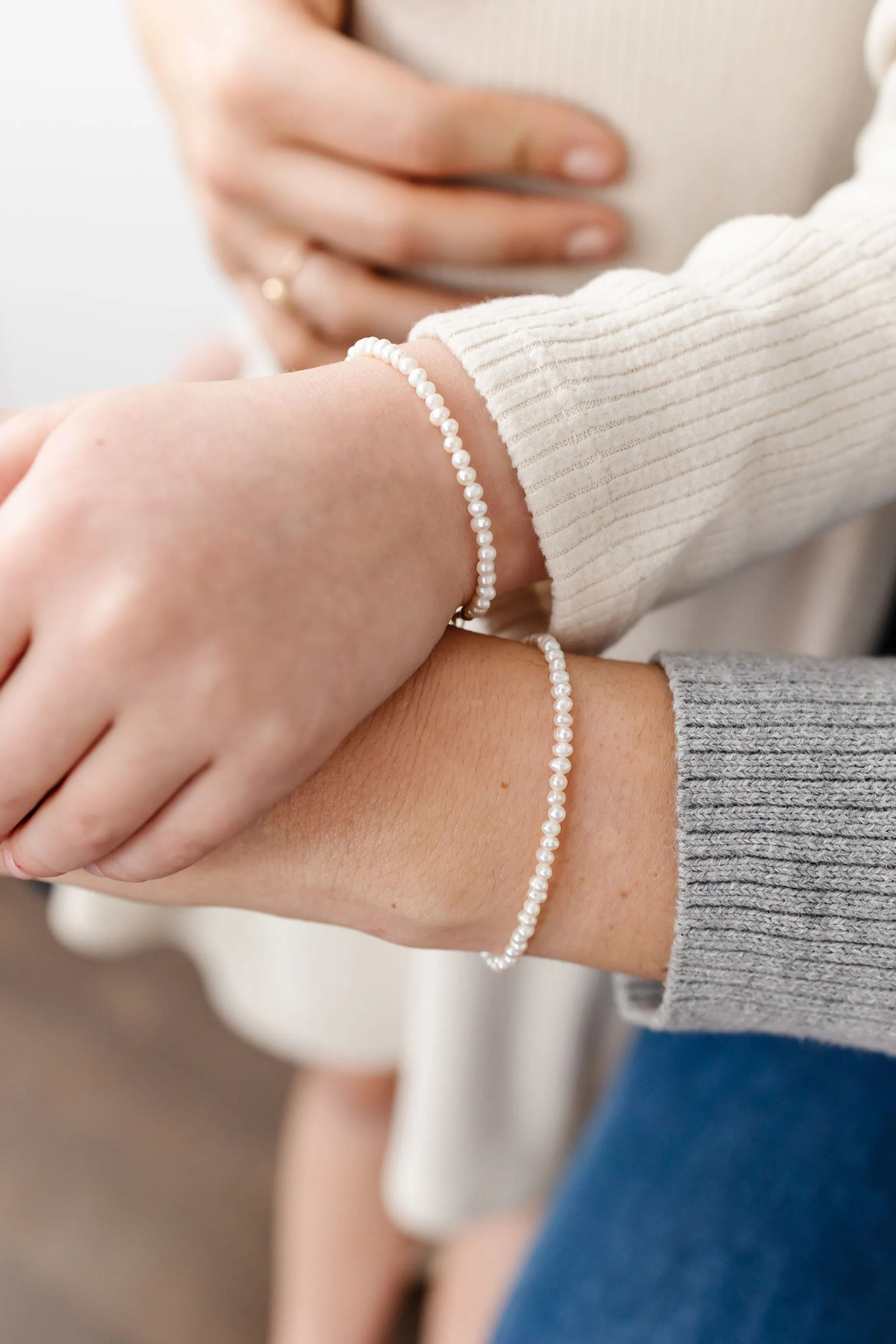 Mini Freshwater Pearl Mom   Mini Bracelet Set (2MM Beads)
