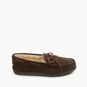 Minnetonka Men's Slippers - Chocolate Pile Lined Hardsole