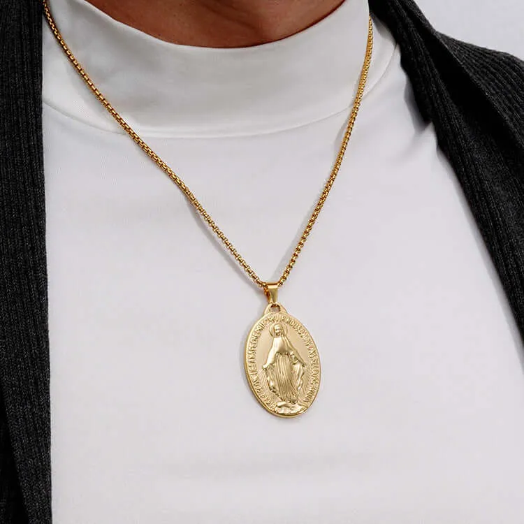 Miraculous Medal Virgin Mary Necklace