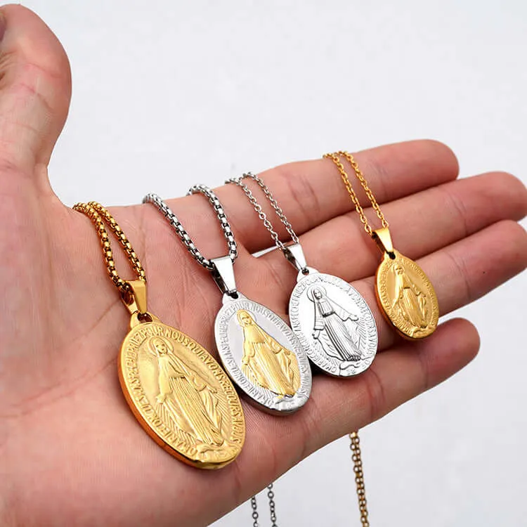 Miraculous Medal Virgin Mary Necklace