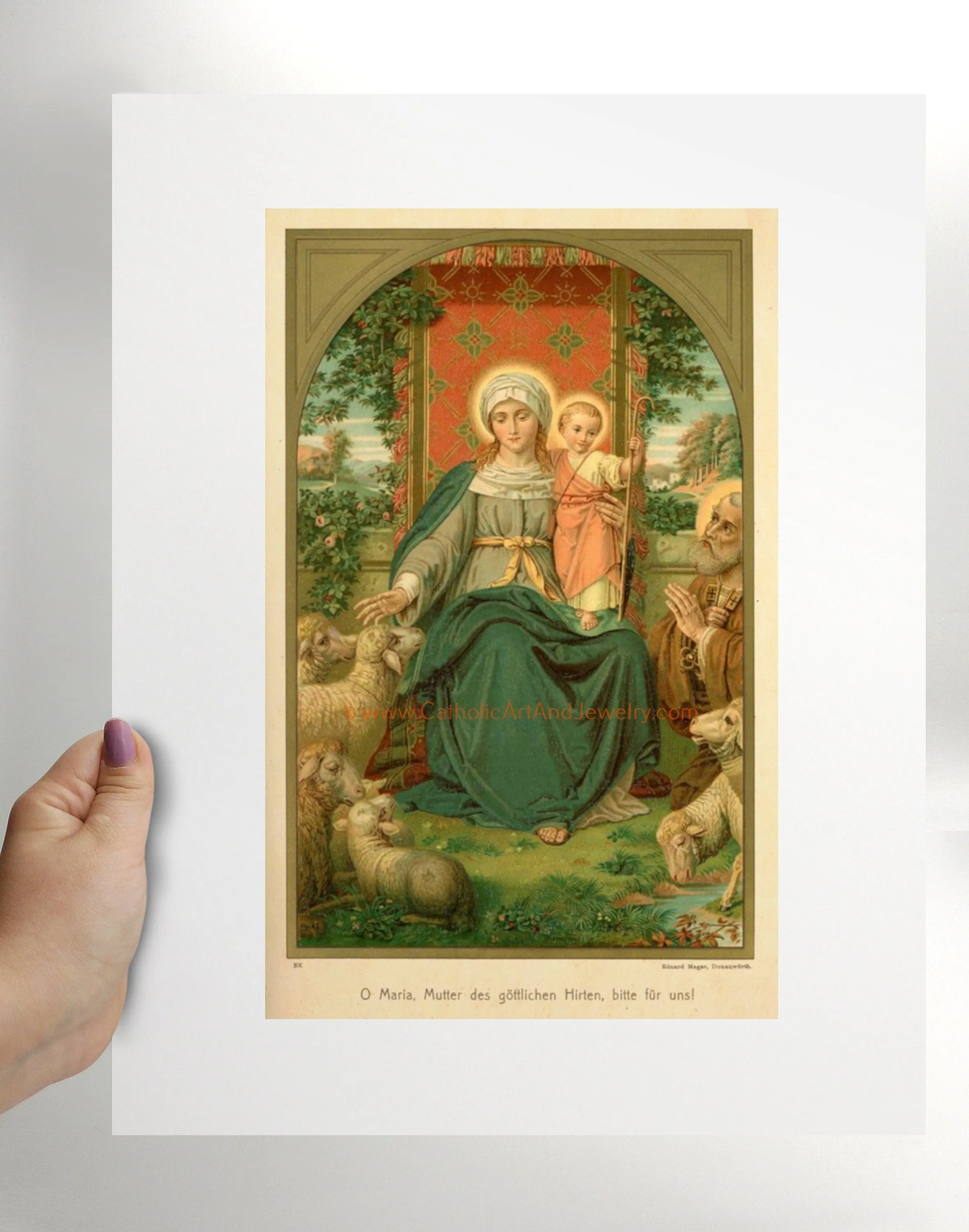Mother of the Divine Shepherd – based on a Vintage Holy Card – Catholic Art Print – Archival Quality