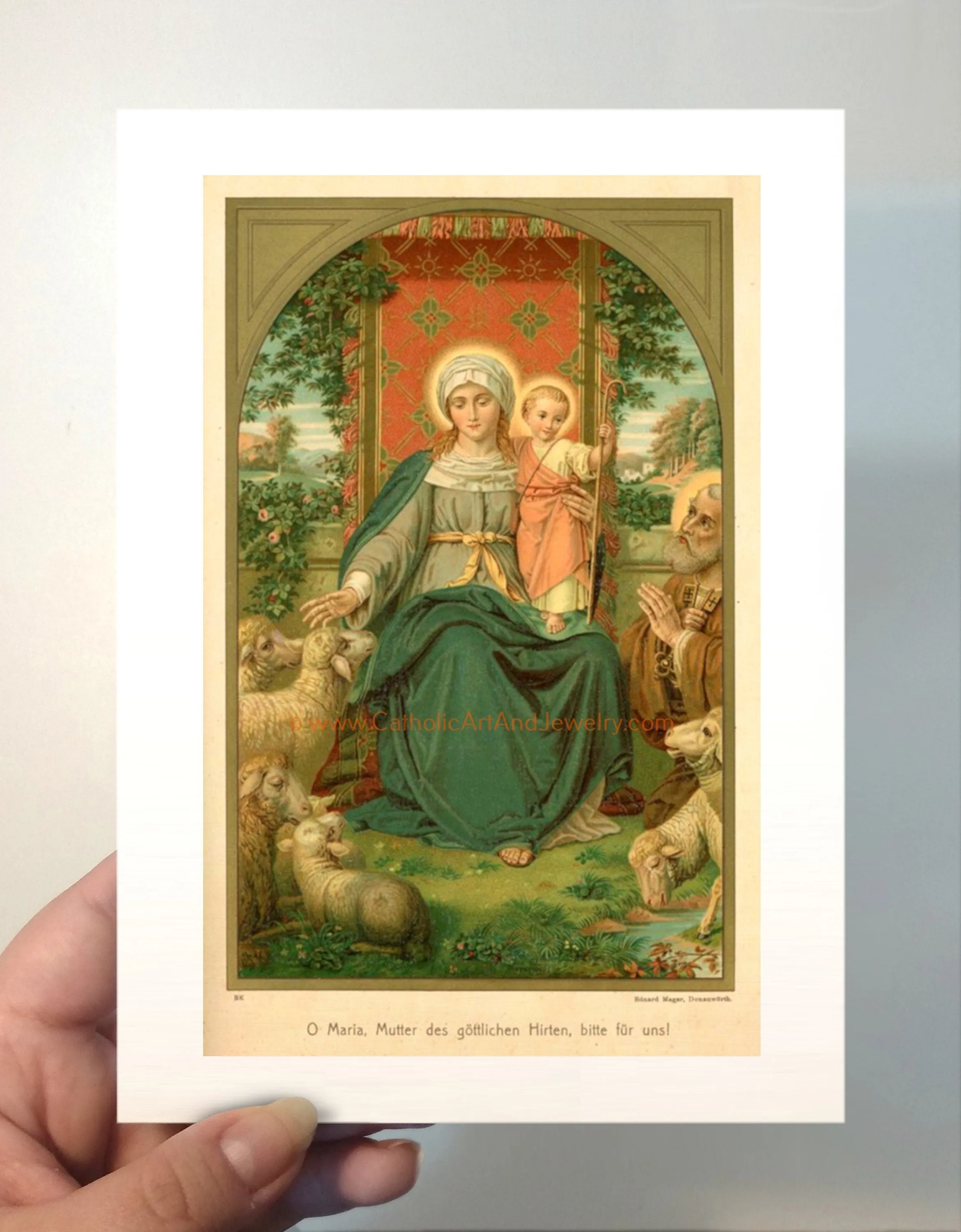 Mother of the Divine Shepherd – based on a Vintage Holy Card – Catholic Art Print – Archival Quality
