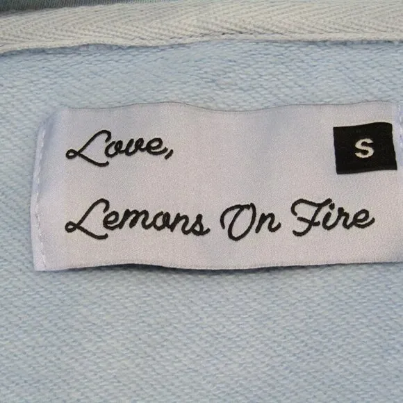 NEW LEMONS ON FIRE Women's Hooded Sweatshirt Graphic Logo Blue Size S
