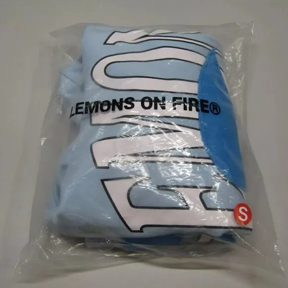 NEW LEMONS ON FIRE Women's Hooded Sweatshirt Graphic Logo Blue Size S