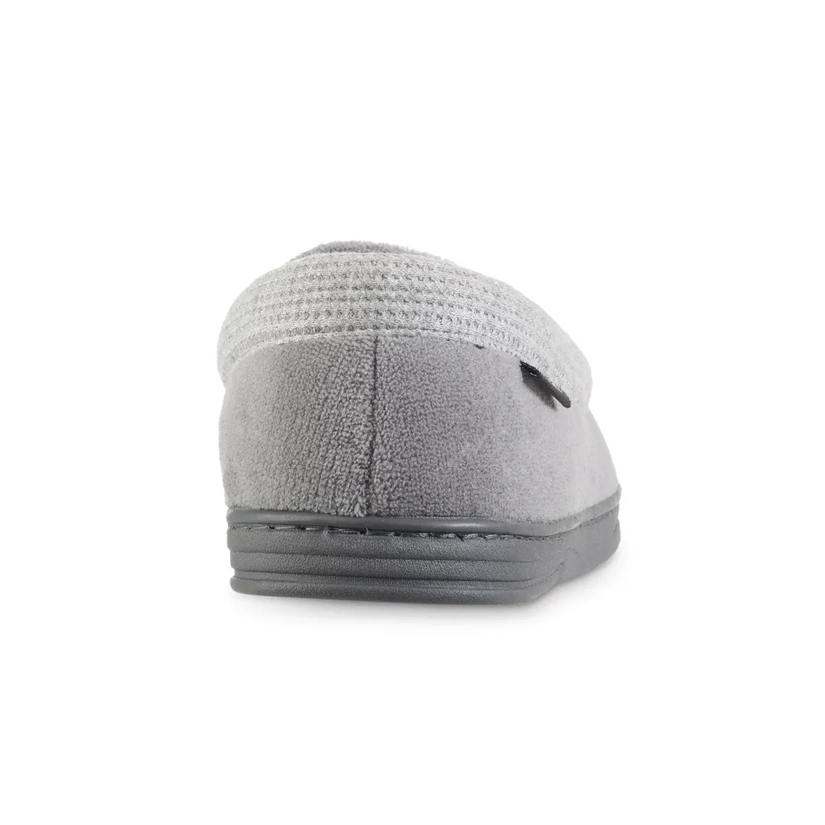 New Men's isotoner Microterry and Waffle Travis Moccasin Slippers, light grey Sz XL 11-12