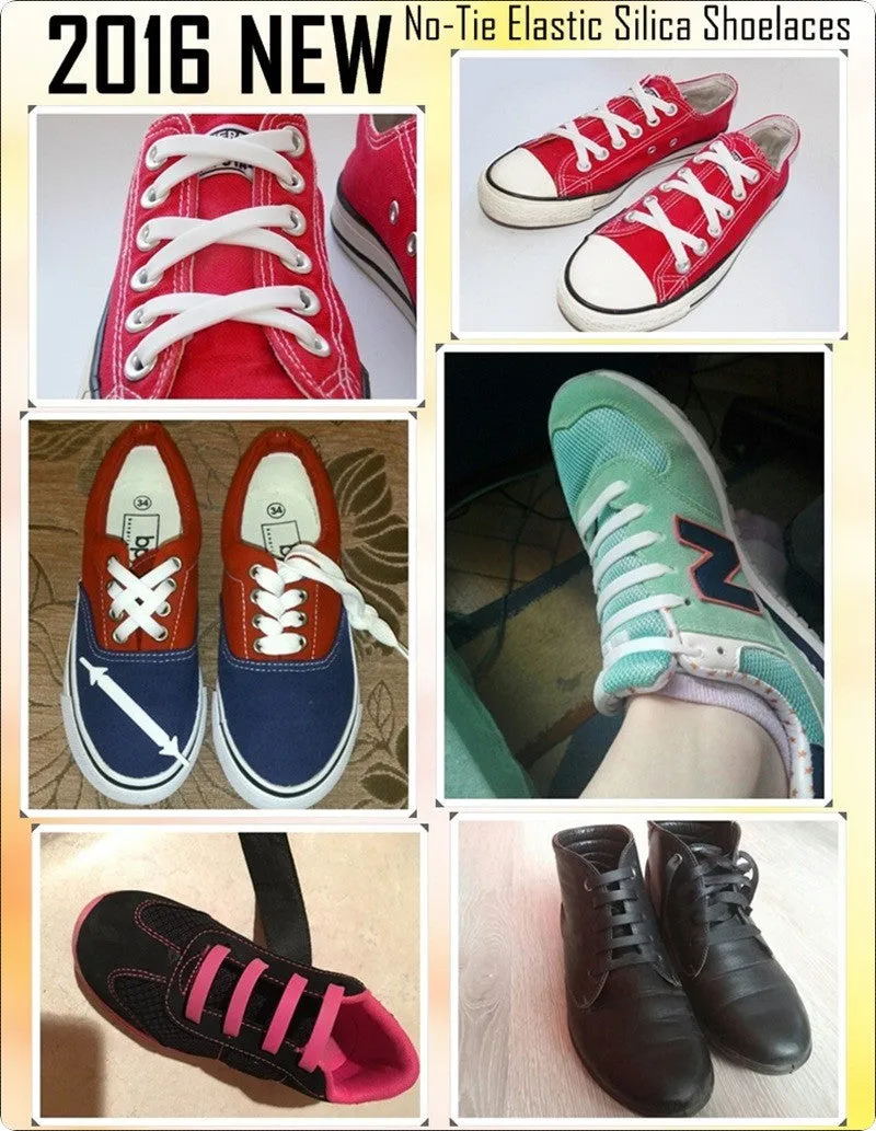 No-Tie Flat Elastic Silicone Shoelaces