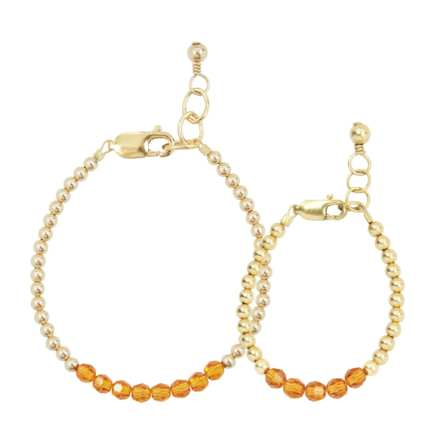 November Birthstone Mom   Mini Bracelet Set (3MM   4MM Beads)