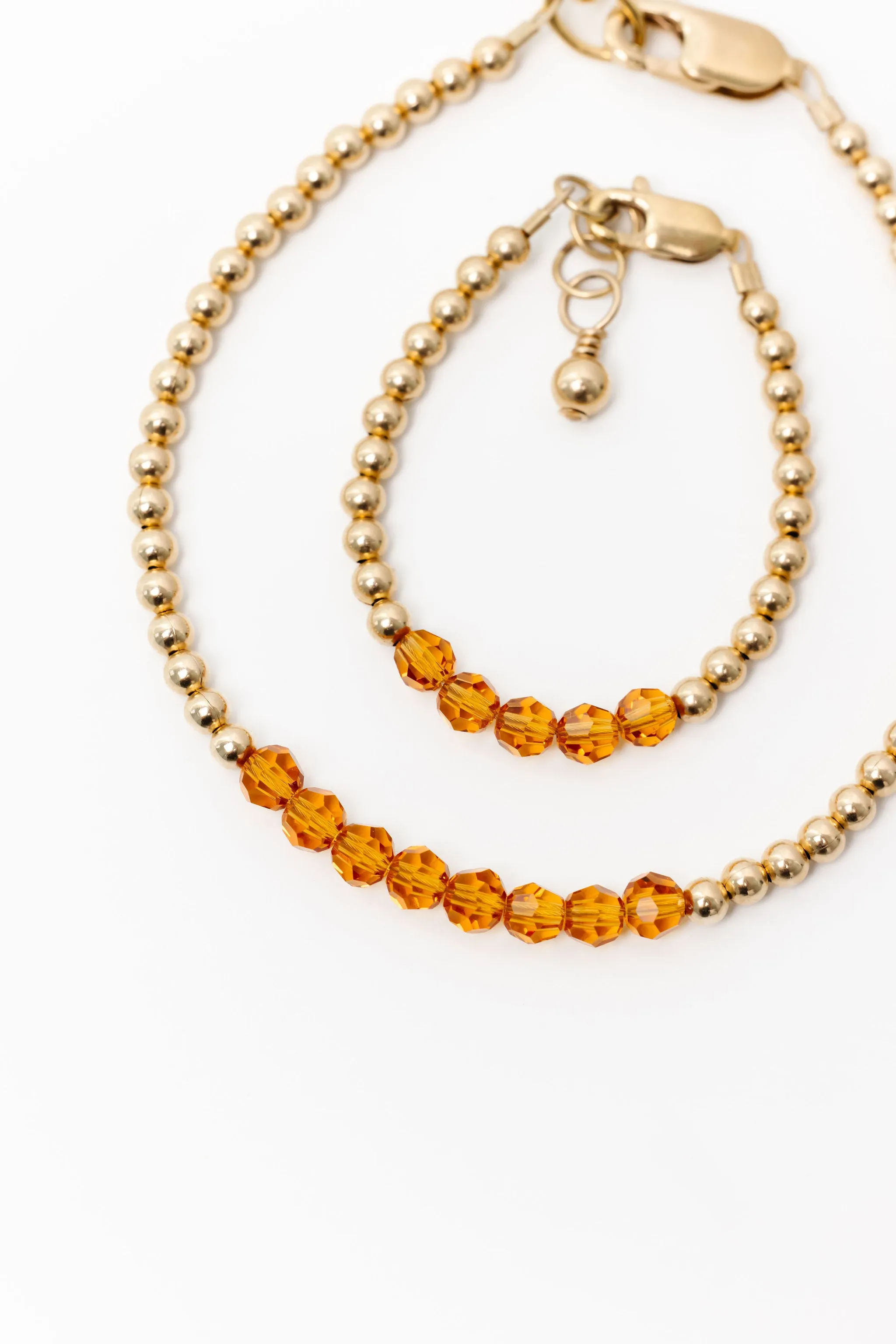 November Birthstone Mom   Mini Bracelet Set (3MM   4MM Beads)