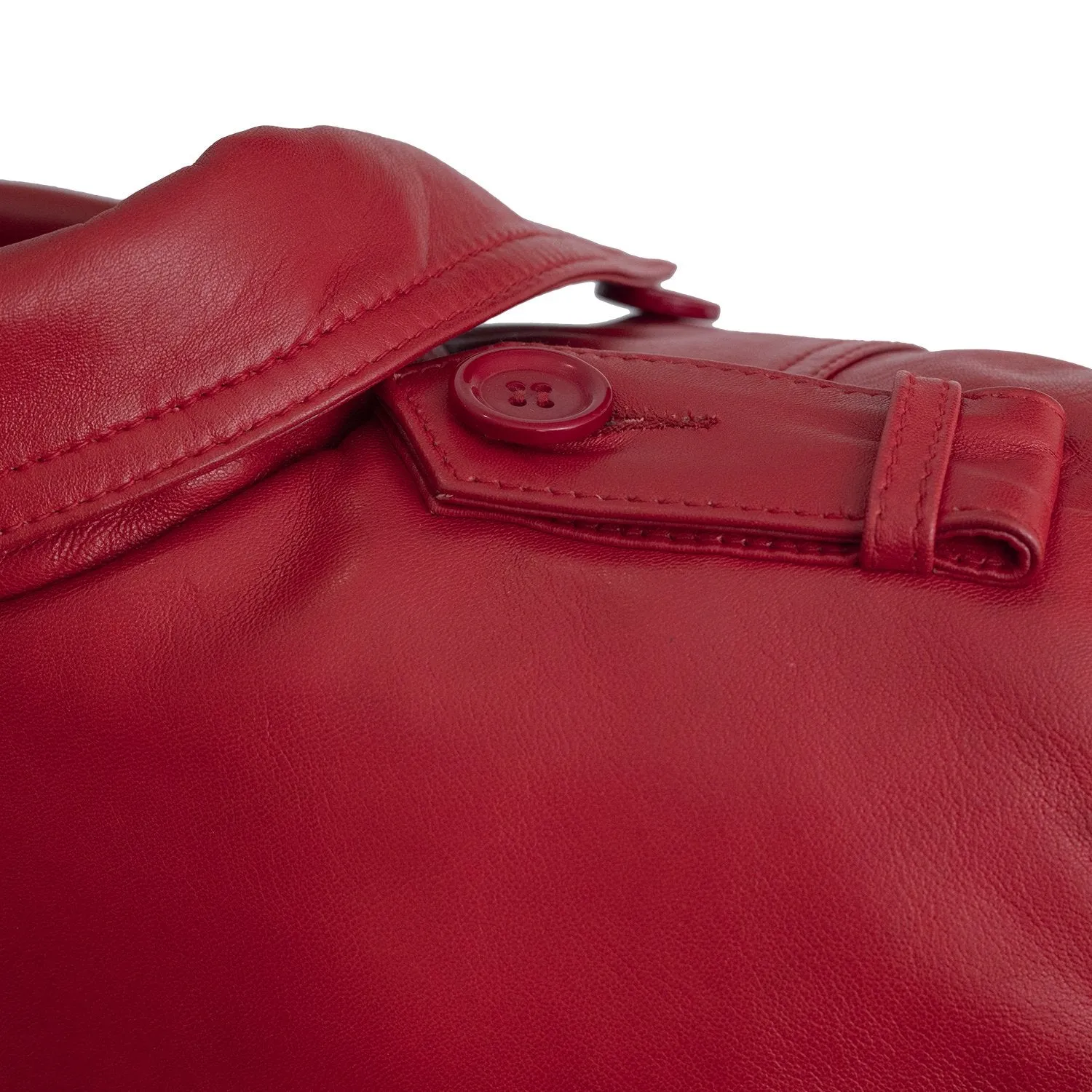 Olivia - Women's Leather Trench Coat Red