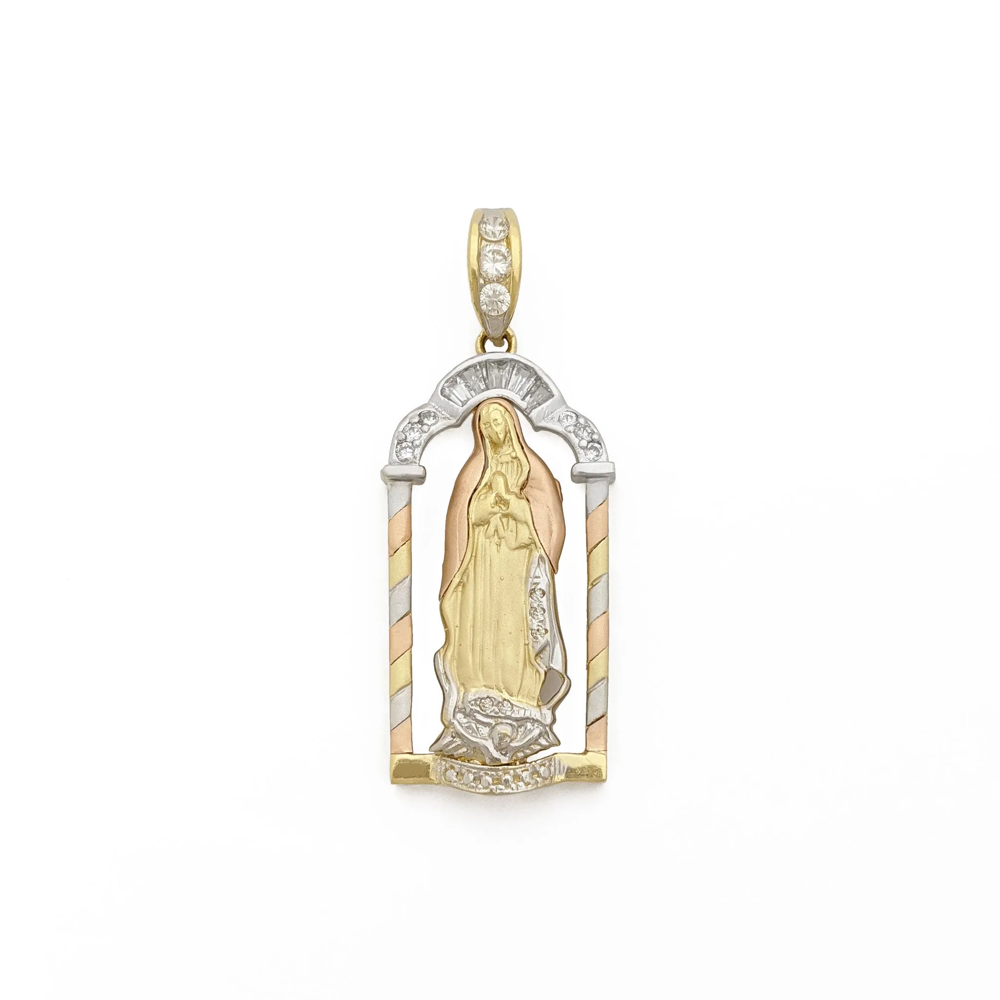 Our Lady of Guadalupe Tri-Color Arch Pendant (14K)