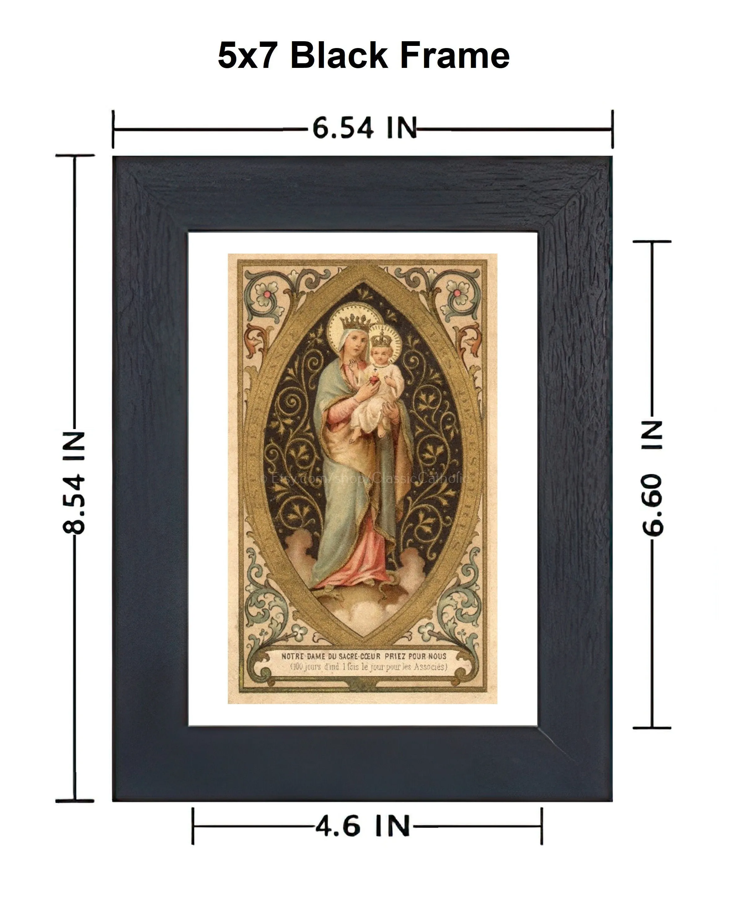 Our Lady of the Sacred Heart – based on a Vintage French Holy Card – Catholic Art Print