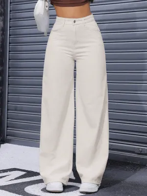 Pantalones de mezclilla casuales de pierna ancha en