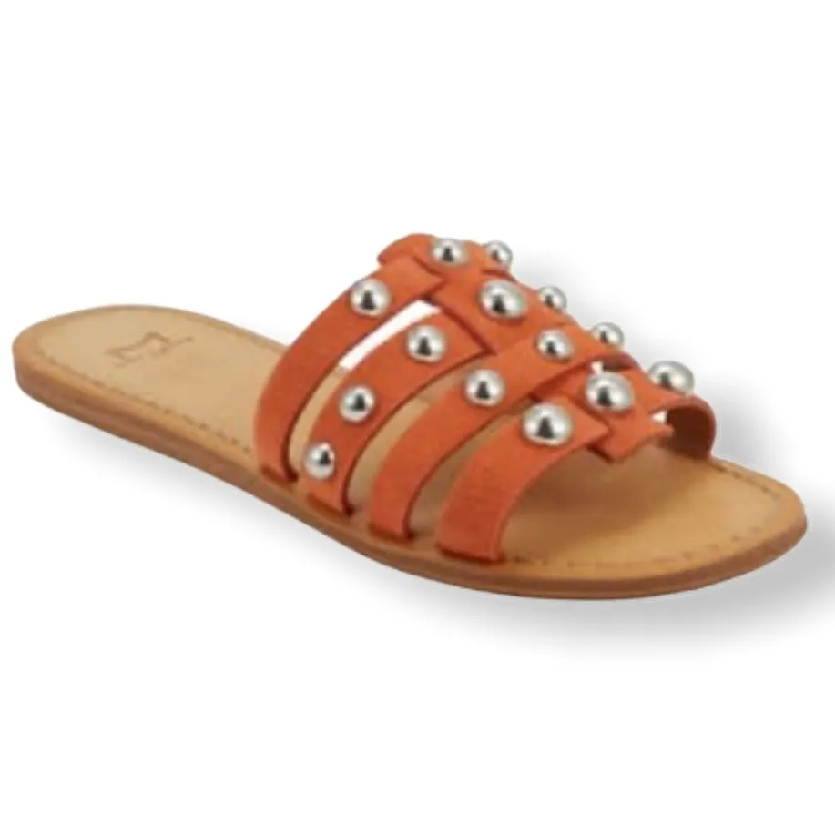 PAVA Women's Slide Studded Flats Sandals