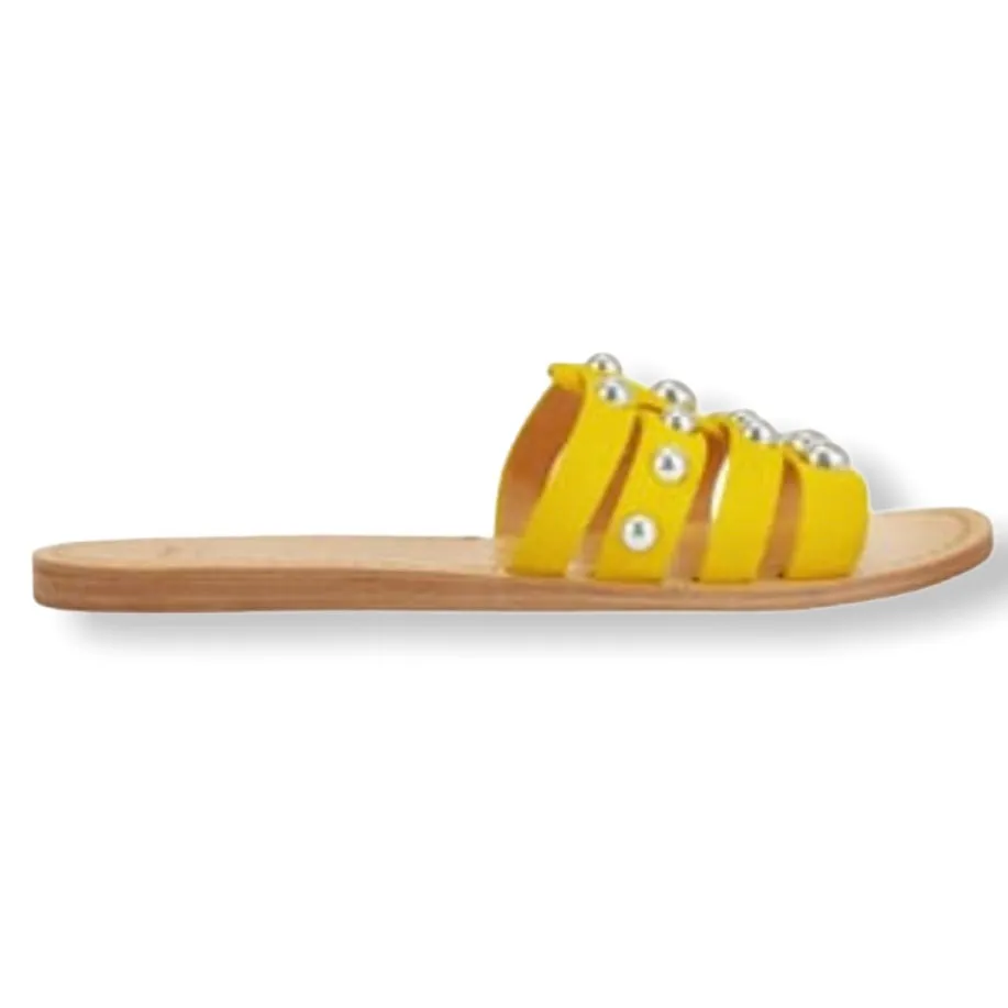 PAVA Women's Slide Studded Flats Sandals