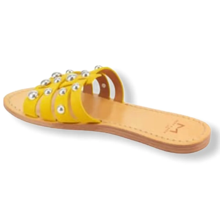 PAVA Women's Slide Studded Flats Sandals