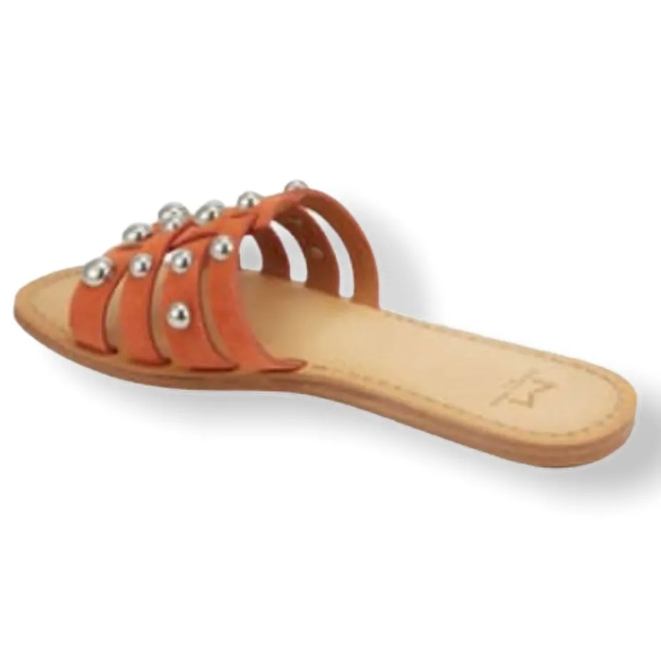PAVA Women's Slide Studded Flats Sandals