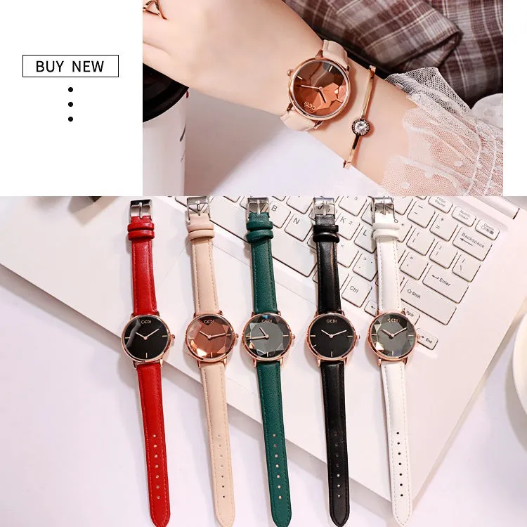 Personality Leather Strap Quartz Women's Watch