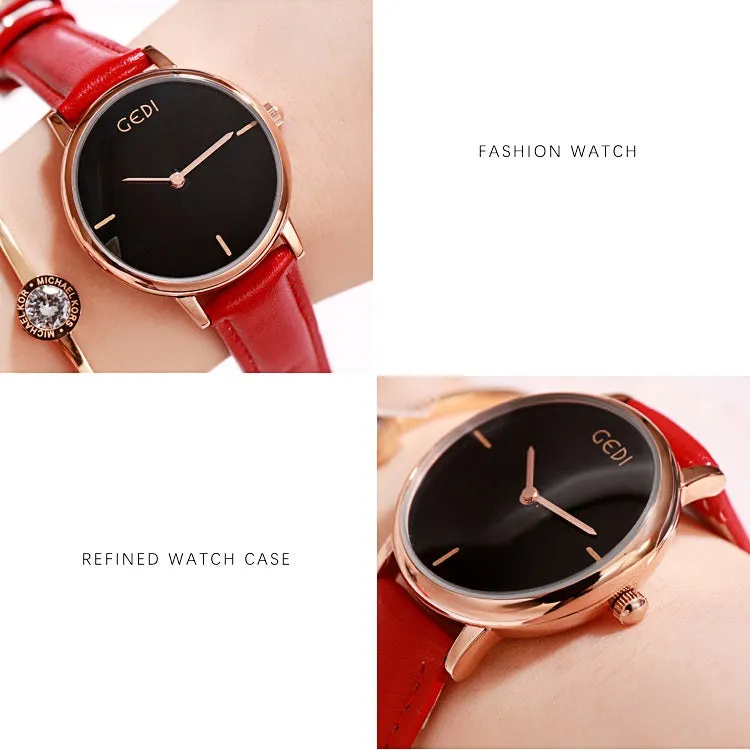 Personality Leather Strap Quartz Women's Watch