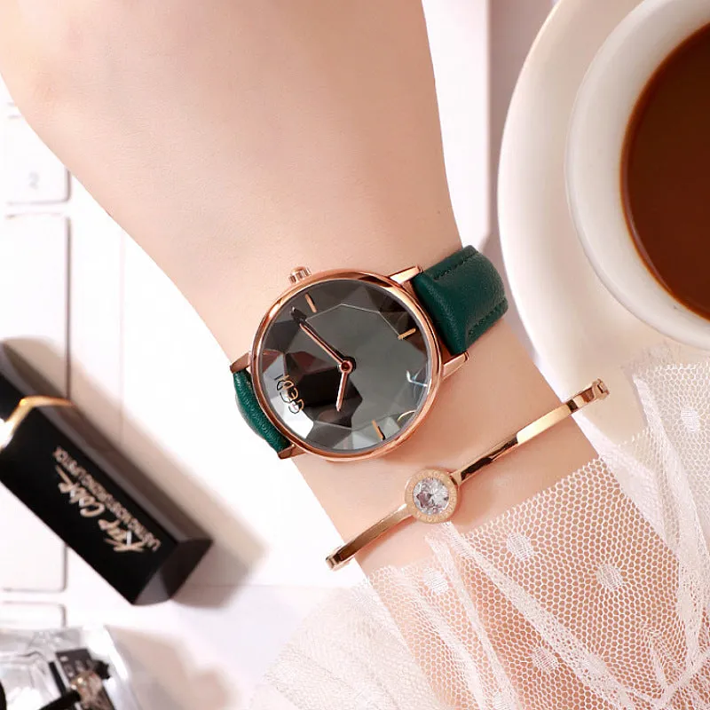 Personality Leather Strap Quartz Women's Watch