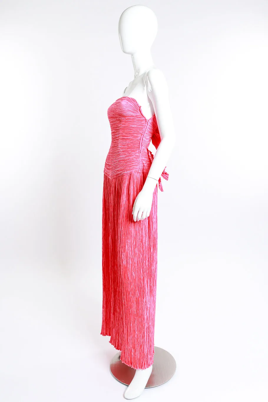 Pleated Bow Evening Gown