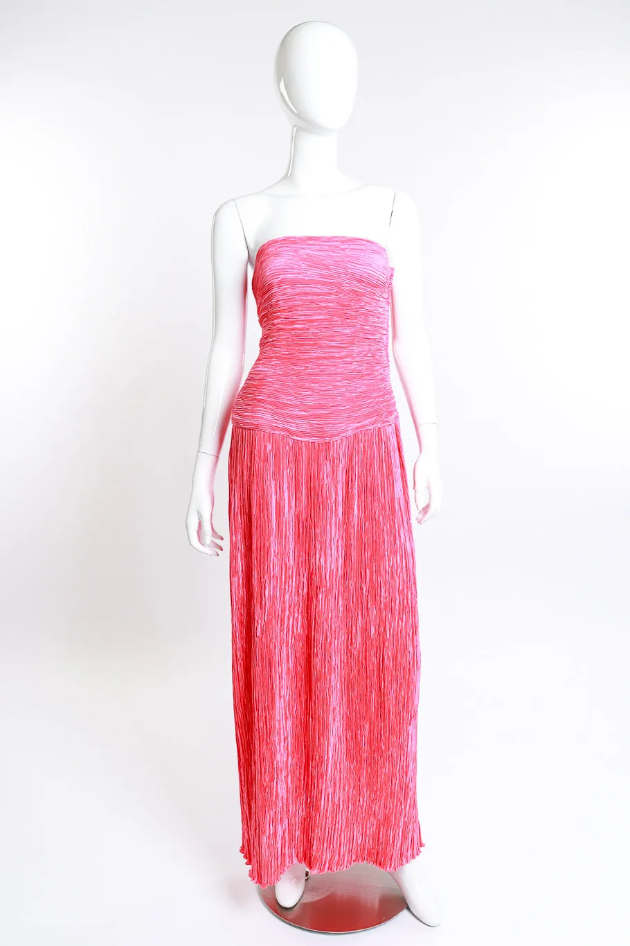 Pleated Bow Evening Gown