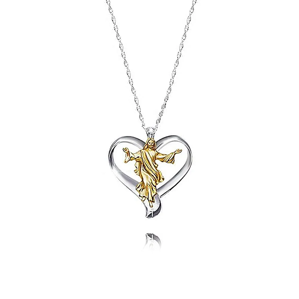 Rhinestone Virgin Mary Virgencita Necklace