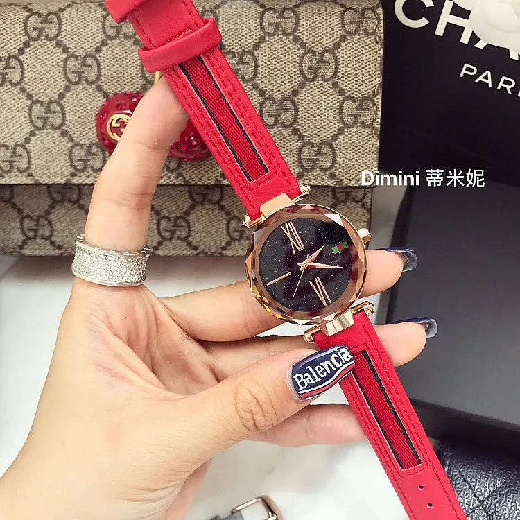 Roman Scale Leather Strap Women's Watch