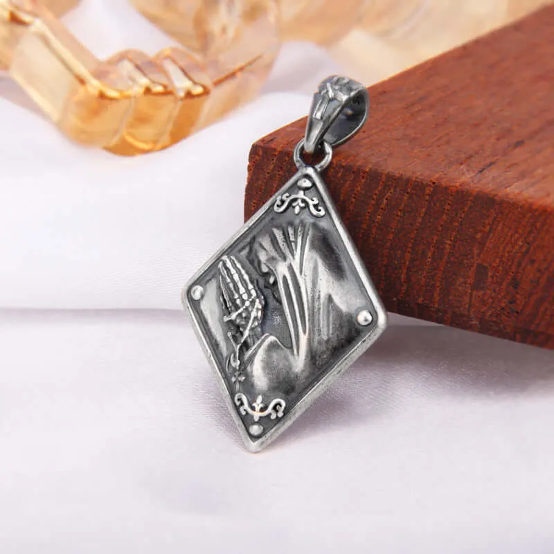 S925 Blessed Virgin Mary Dark Cross Virgencita Necklace