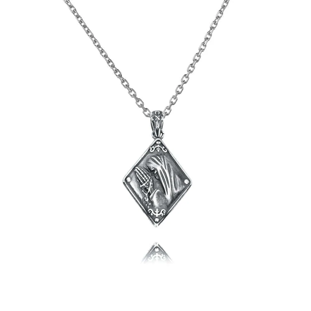 S925 Blessed Virgin Mary Dark Cross Virgencita Necklace