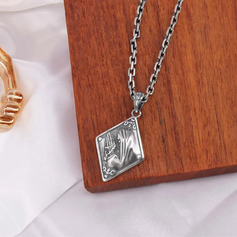 S925 Blessed Virgin Mary Dark Cross Virgencita Necklace