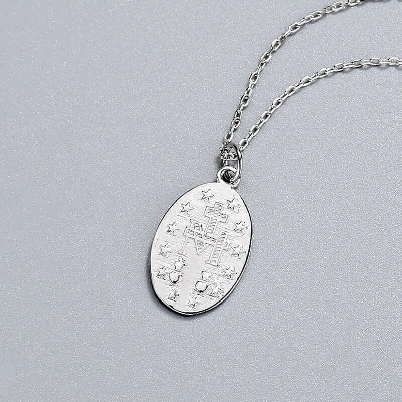 S925 Vintage Virgin Mary Coin Virgencita Necklace