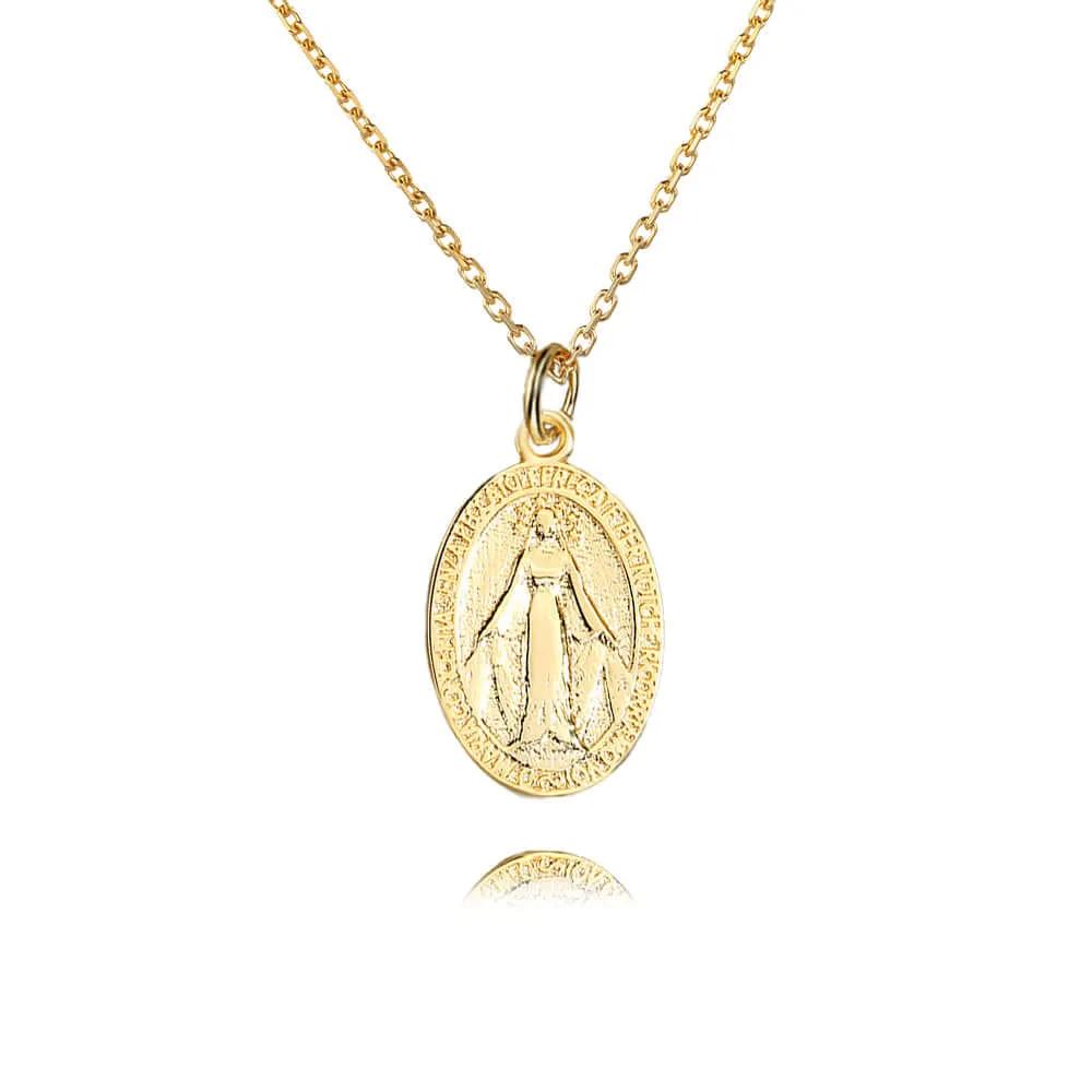 S925 Vintage Virgin Mary Coin Virgencita Necklace