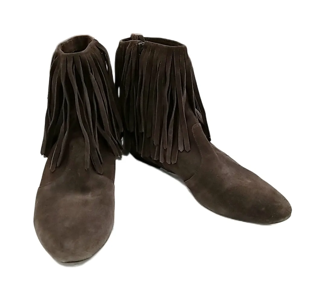 Sam Edelman Suede Fringe Western Boots  - 9.5women’s