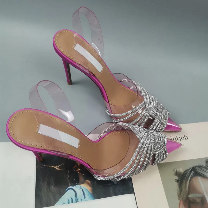 Sandals Pointed Toe Crystal Transparent Female Pumps Thin High Heel Slip-On Solid Sexy Ladies Summer Shoes New