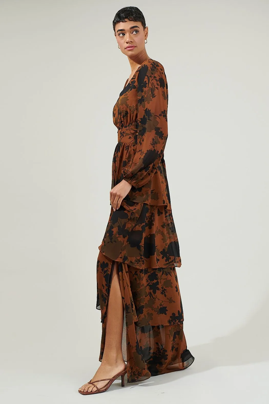 Sandy Floral Pleated Maxi Dress