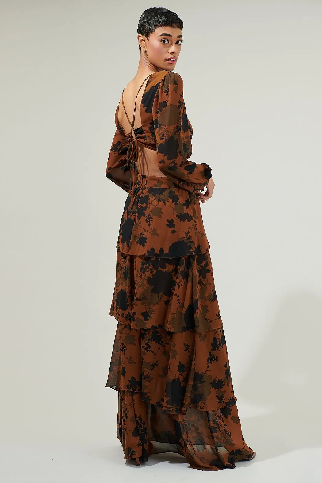 Sandy Floral Pleated Maxi Dress